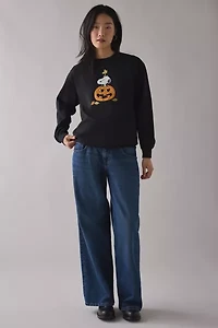 Peanuts Snoopy Jack-O-Lantern Graphic Crew Neck Pullover