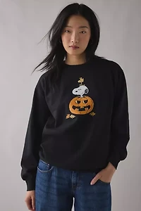 Peanuts Snoopy Jack-O-Lantern Graphic Crew Neck Pullover