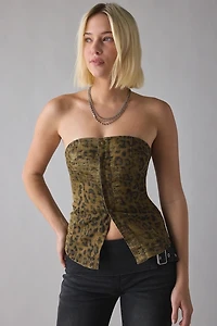 UO Riley Strapless Seamed Denim Tube Top