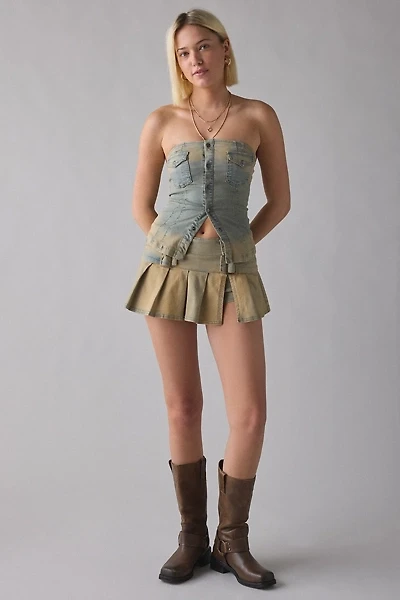UO Riley Strapless Seamed Denim Tube Top