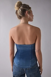 UO Riley Strapless Seamed Denim Tube Top