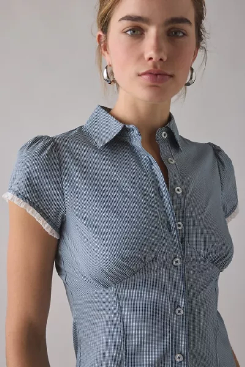 Kimchi Blue On My Mind Tailored Short Sleeve Shirt Mini Dress