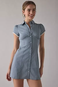 Kimchi Blue On My Mind Tailored Short Sleeve Shirt Mini Dress