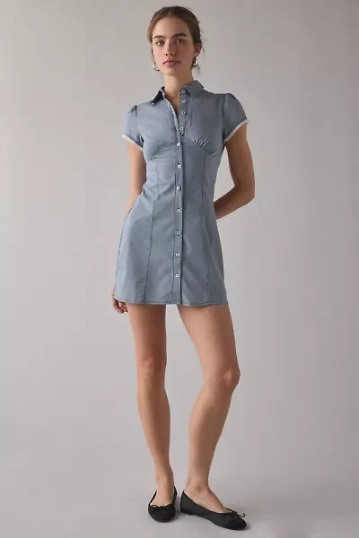 Kimchi Blue On My Mind Tailored Short Sleeve Shirt Mini Dress
