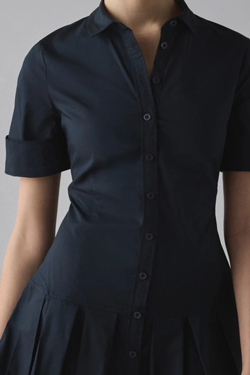 BDG Special Treatment Drop Waist Short Sleeve Shirt Mini Dress