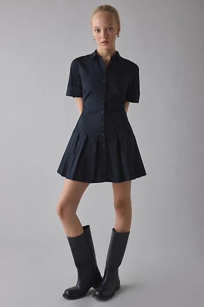 BDG Special Treatment Drop Waist Short Sleeve Shirt Mini Dress