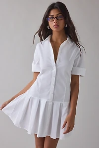 BDG Special Treatment Drop Waist Short Sleeve Shirt Mini Dress