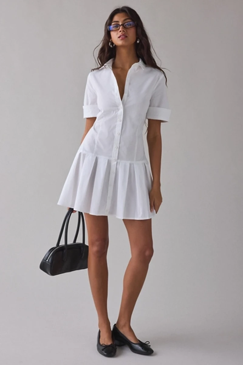 BDG Special Treatment Drop Waist Short Sleeve Shirt Mini Dress