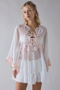 Kimchi Blue Waiting For You Sheer Long Sleeve Mini Dress