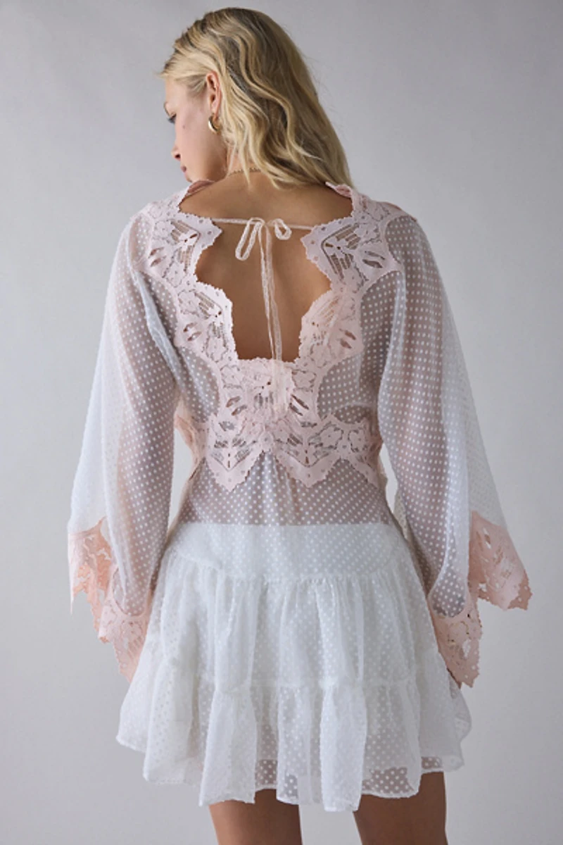 Kimchi Blue Waiting For You Sheer Long Sleeve Mini Dress