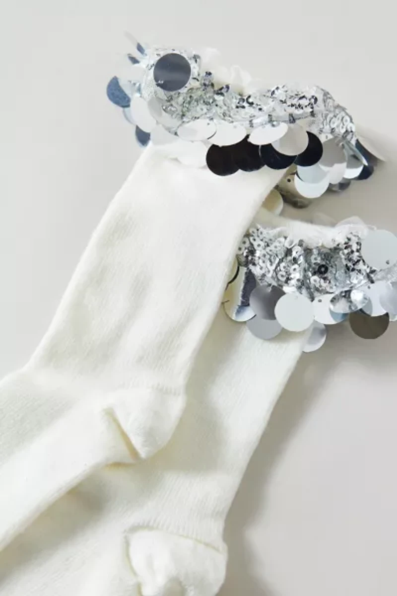 Sequined Cuff Crew Sock
