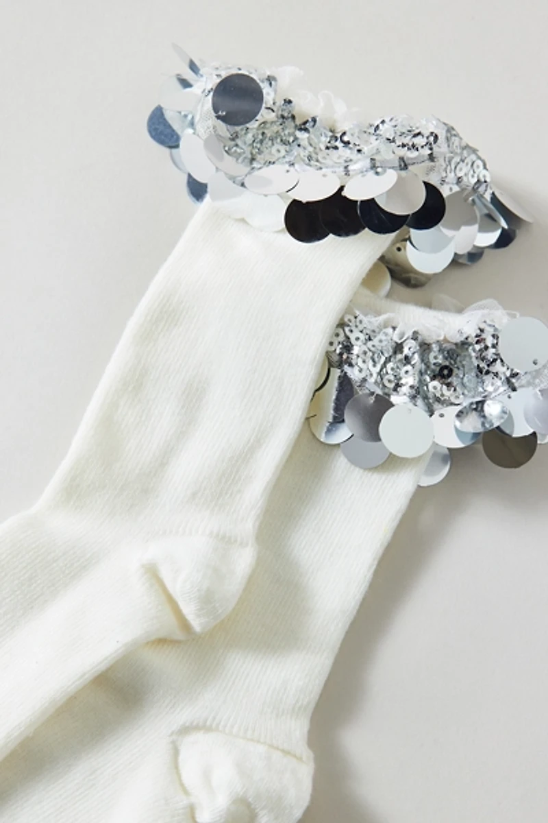Sequined Cuff Crew Sock