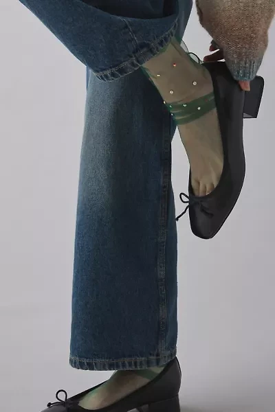 Multi-Color Rhinestone Sheer Tulle Sock