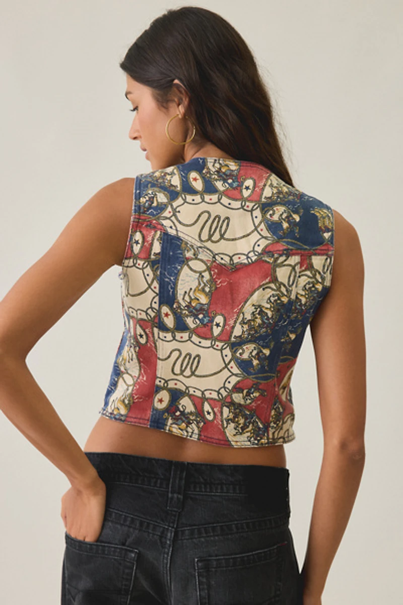 Wrangler Rodeo Print Denim Vest Top