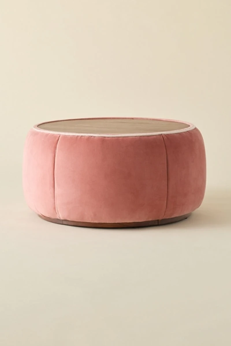 Jane Round Velvet Storage Coffee Table