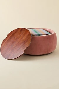Jane Round Velvet Storage Coffee Table