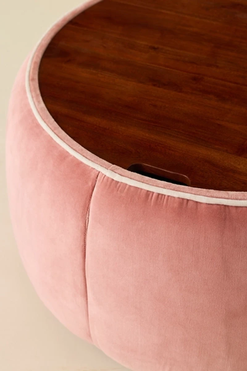 Jane Round Velvet Storage Coffee Table