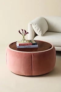 Jane Round Velvet Storage Coffee Table