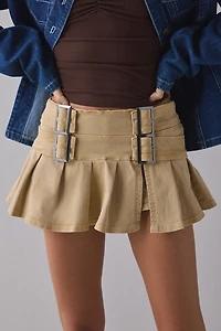 BDG Double Trouble Belted Denim Micro Mini Skort