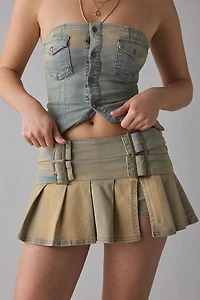 BDG Double Trouble Belted Denim Micro Mini Skort