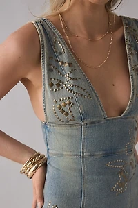 UO Guilty Pleasure Studded Denim Mini Dress
