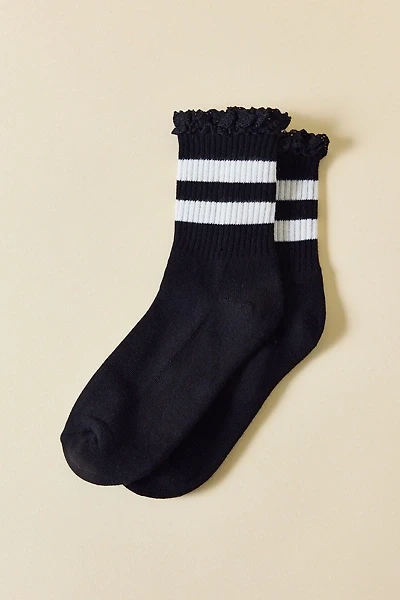 Lace-Trim Striped Athletic Sock