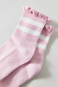 Lace-Trim Striped Athletic Sock
