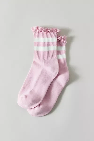 Lace-Trim Striped Athletic Sock