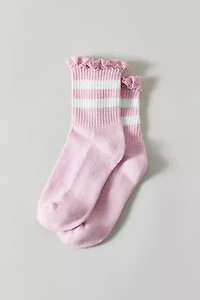 Lace-Trim Striped Athletic Sock