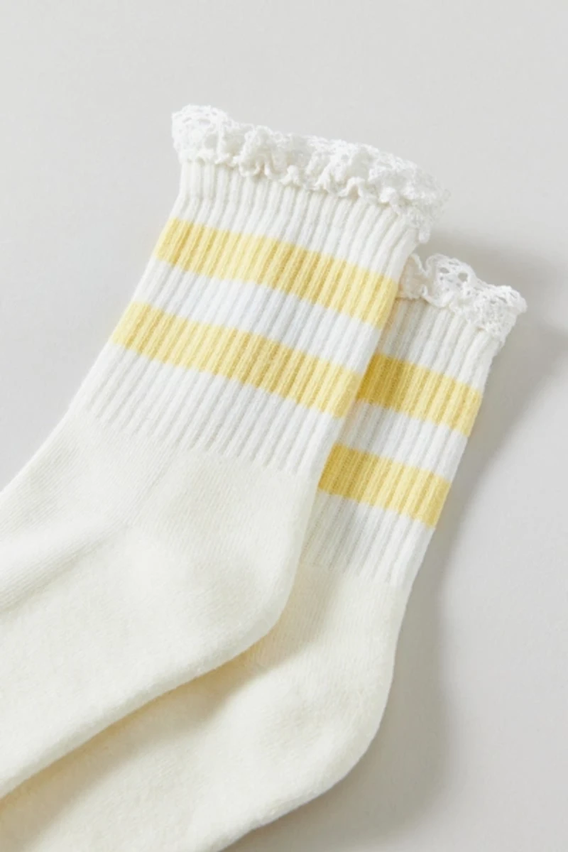 Lace-Trim Striped Athletic Socks