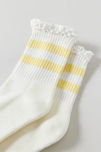 Lace-Trim Striped Athletic Socks