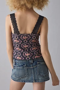 Kimchi Blue Callie Cinch-Front Lace Trim Tank Top