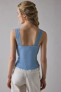 Kimchi Blue Callie Cinch-Front Lace Trim Tank Top