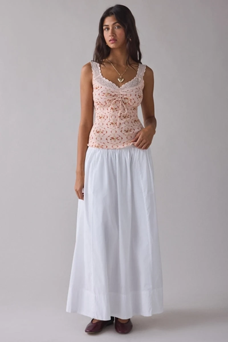 Kimchi Blue Callie Cinch-Front Lace Trim Tank Top