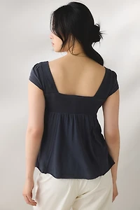 BDG Sawyer Lace Trim Short Sleeve Babydoll Top