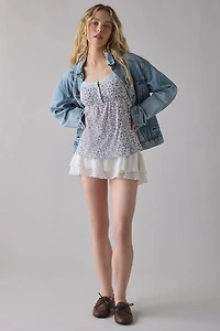 BDG Sawyer Lace Trim Short Sleeve Babydoll Top