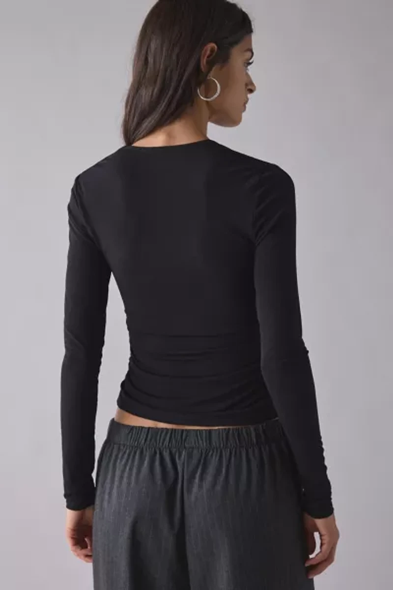 UO Claire Cropped Long Sleeve Shrug Top