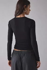 UO Claire Cropped Long Sleeve Shrug Top
