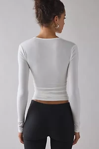 UO Claire Cropped Long Sleeve Shrug Top