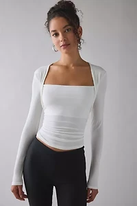 UO Claire Cropped Long Sleeve Shrug Top