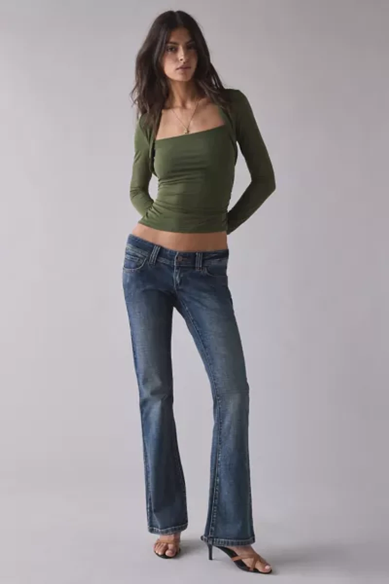 UO Claire Cropped Long Sleeve Shrug Top