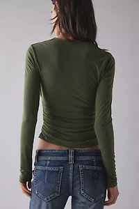 UO Claire Cropped Long Sleeve Shrug Top