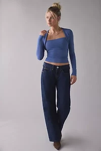 UO Claire Cropped Long Sleeve Shrug Top