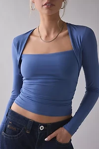 UO Claire Cropped Long Sleeve Shrug Top