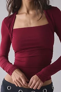 UO Claire Cropped Long Sleeve Shrug Top