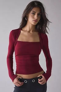 UO Claire Cropped Long Sleeve Shrug Top