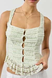 Kimchi Blue Amara Ruffle Lace Button-Front Tank Top