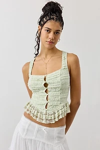 Kimchi Blue Amara Ruffle Lace Button-Front Tank Top