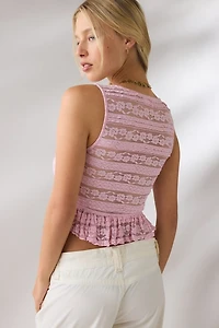 Kimchi Blue Amara Ruffle Lace Button-Front Tank Top