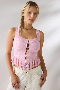 Kimchi Blue Amara Ruffle Lace Button-Front Tank Top